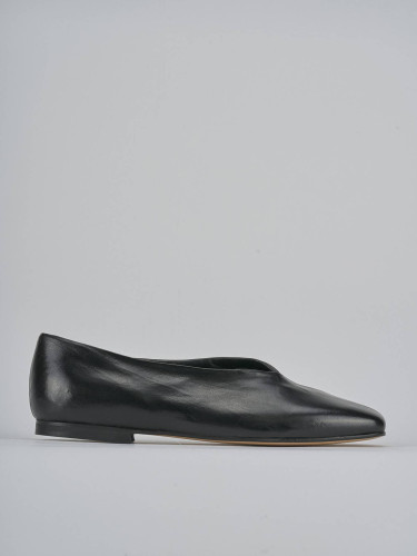Flat shoes heel 1 cm black leather