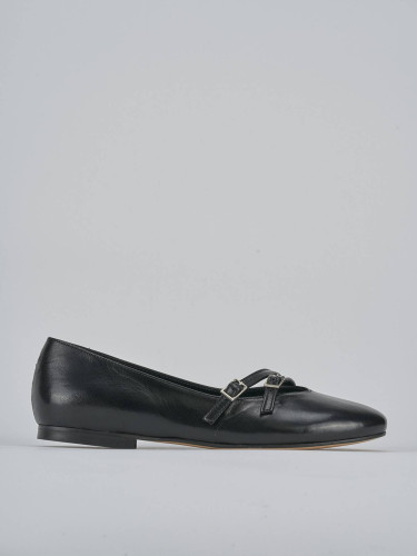 Bailarinas tacón 1 cm negro cuero