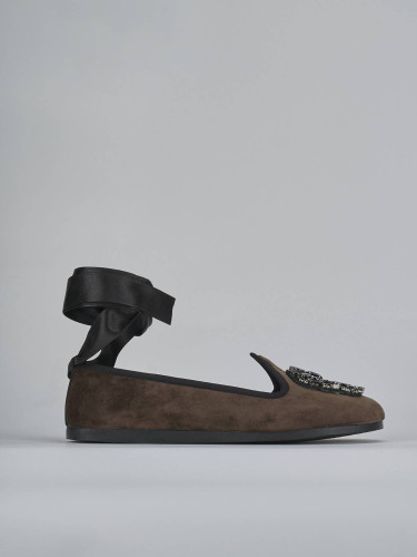 Bailarinas tacón 1 cm marrón oscuro terciopelo