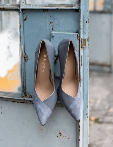 Zapatos de salón tacón 11 cm gris ante