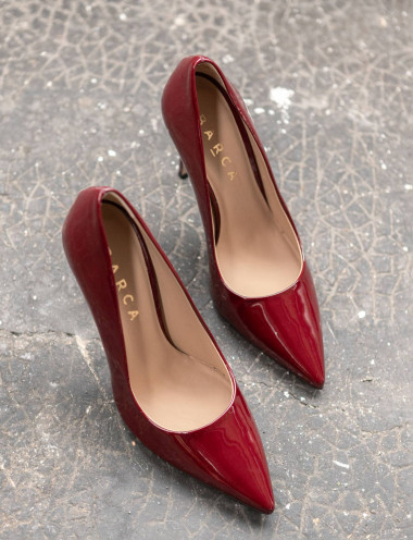 Pumps heel 10 cm bordeaux patent