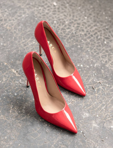 Zapatos de salón tacón 10 cm rojo charol