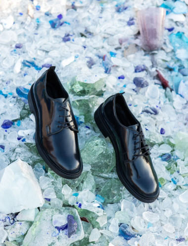 Lace-up shoes heel 2 cm black leather
