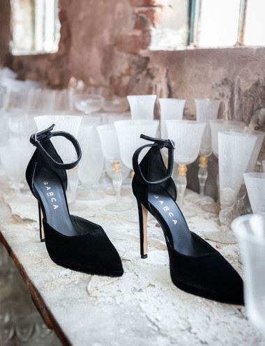 Zapatos de salón tacón 11 cm negro terciopelo