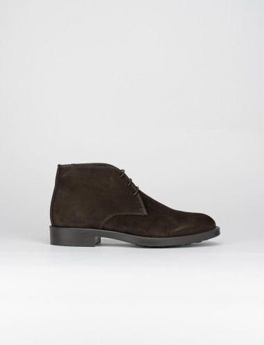 Desert boots heel 2 cm dark brown chamois