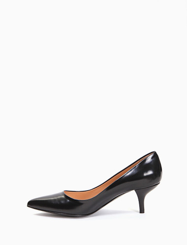 Zapatos de salón tacón 5 cm negro cuero