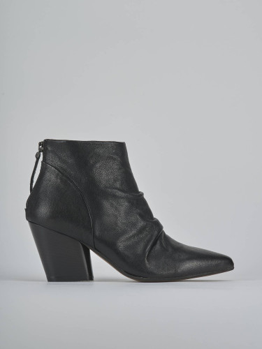 Botines de tacón alto tacón 7 cm negro cuero