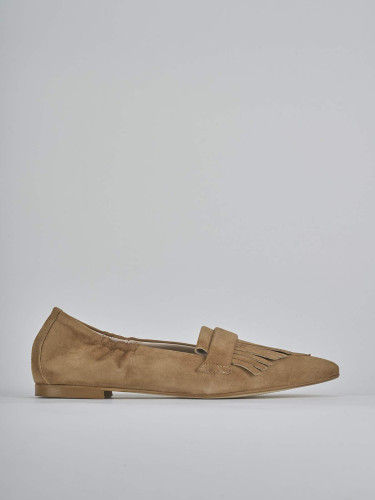 Mocassini tacco 1cm camoscio marrone