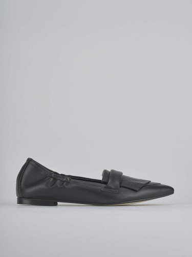 Mocasines tacón 1 cm negro cuero