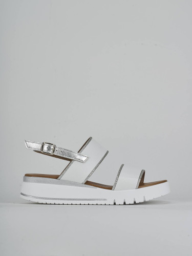 Sandalias de cuña tacón 3 cm blanco cuero