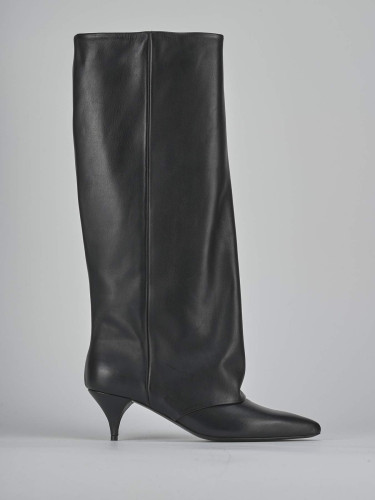 High heel boots heel 5 cm black leather