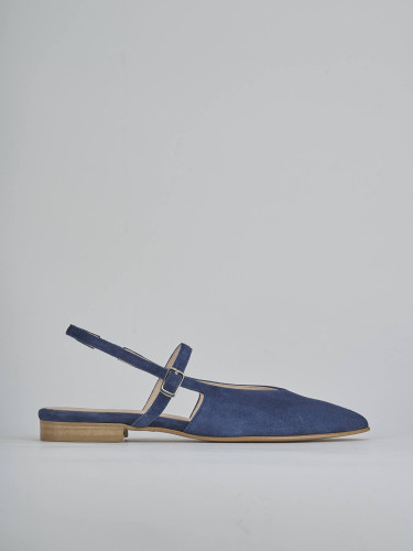 Flat shoes heel 1 cm blu suede