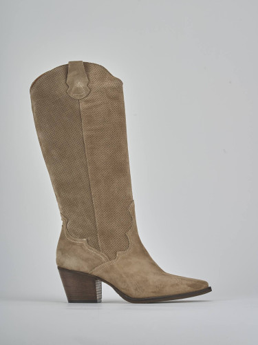 Botas de tacón alto tacón 6 cm marrón ante