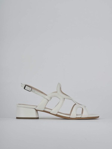 Low heel sandals heel 3 cm white leather