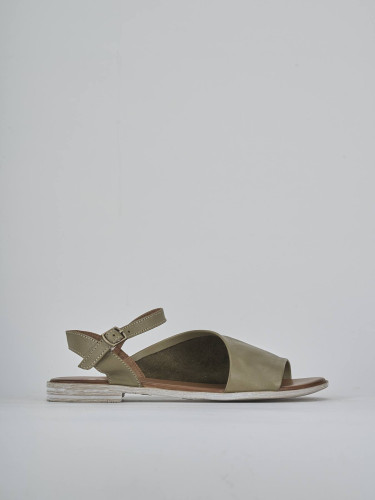 Low heel sandals heel 1 cm green leather