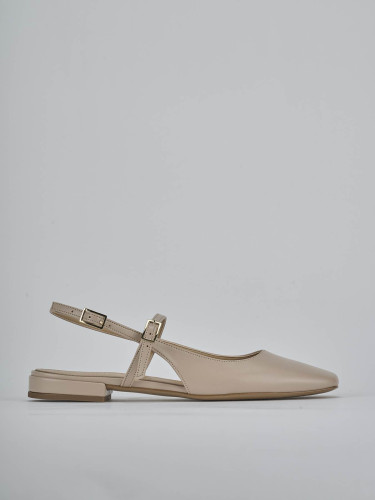 Flat shoes heel 1 cm beige leather