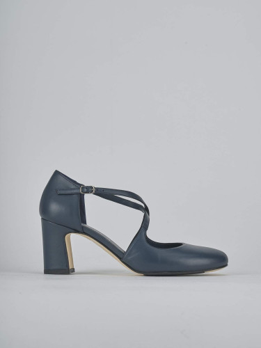 Zapatos de salón tacón 7 cm azul cuero