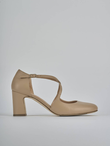 Décolleté tacco 7cm pelle marrone