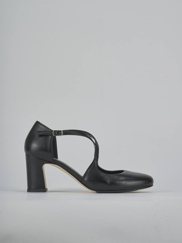 Zapatos de salón tacón 7 cm negro cuero