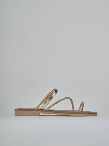 Mules tacón 1 cm rosa cuero