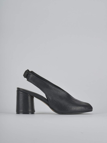 High heel sandals heel 7 cm black leather