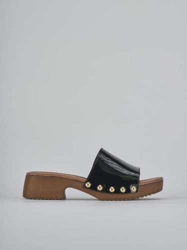 Mules tacón 3 cm negro charol
