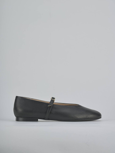 Flat shoes heel 1 cm black leather