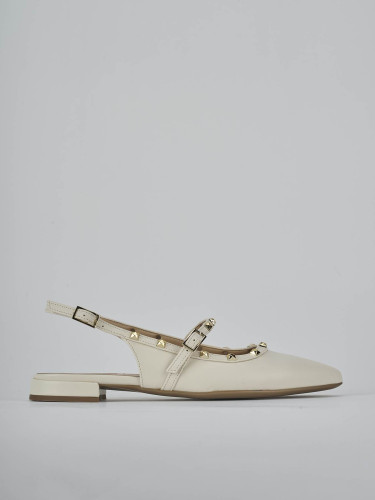 Bailarinas tacón 1 cm blanco cuero