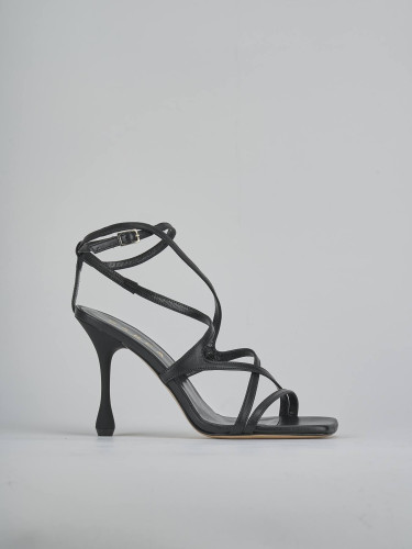 Sandalias de tacón alto tacón 8 cm negro cuero