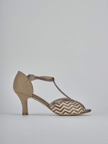 Sandalias de tacón alto tacón 7 cm bronce ante