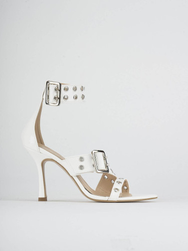 Sandalias de tacón alto tacón 9 cm blanco charol