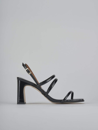 Sandalias de tacón alto tacón 8 cm negro charol