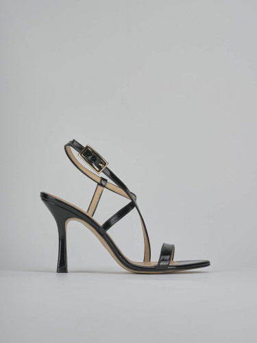 Sandalias de tacón alto tacón 9 cm negro charol