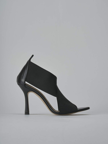 Sandalias de tacón alto tacón 9 cm negro cuero