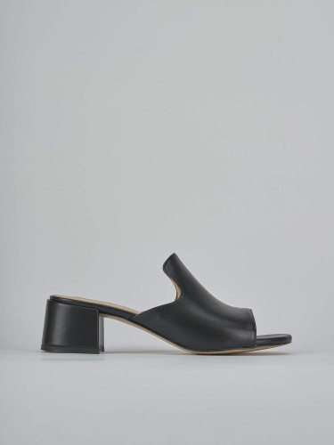 Mules tacón 5 cm negro cuero