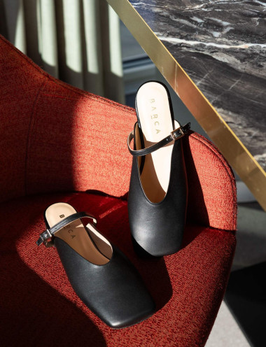 Sabot heel 1 cm black leather