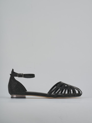 Low heel sandals heel 2 cm black camoscio sostenible