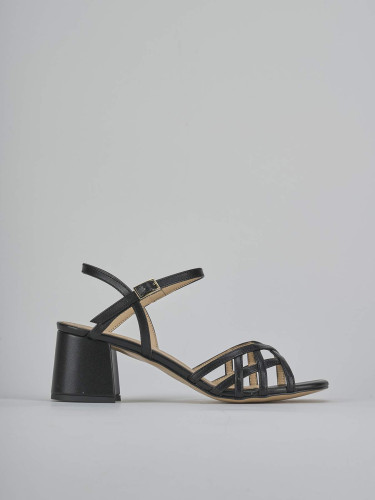 Sandalias de tacón alto tacón 5 cm negro cuero