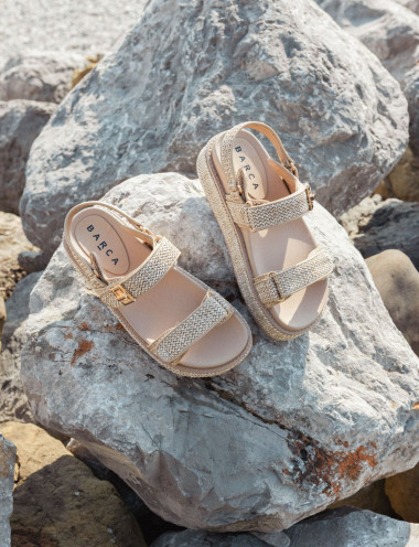 Sandali tacco 1cm pelle beige