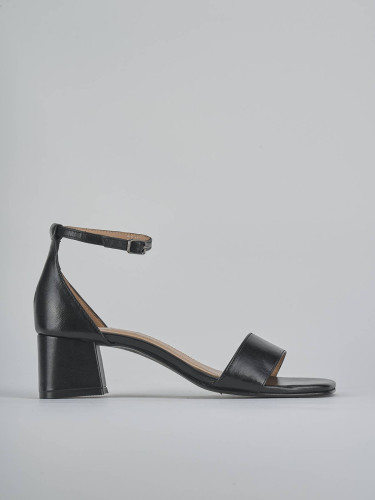 Sandalias de tacón alto tacón 5 cm negro cuero