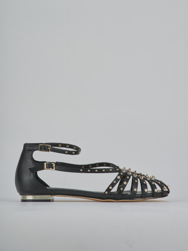 Sandali tacco 2cm pelle sostenibile nero