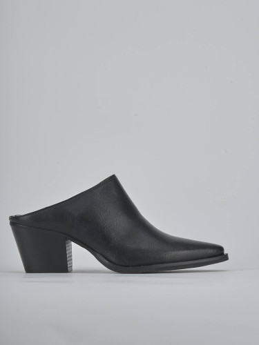 Sabot heel 6 cm black leather