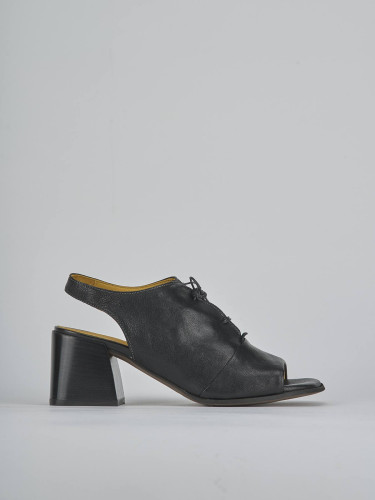 Sandalias de tacón alto tacón 6 cm negro cuero