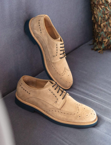 Zapatos de cordones beis ante