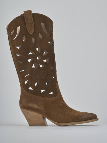 High heel boots heel 6 cm brown suede