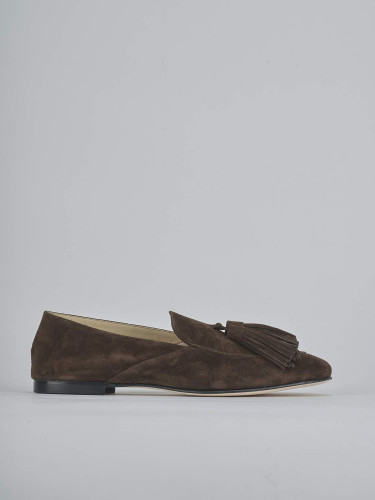 Mocasines tacón 1 cm marrón oscuro ante