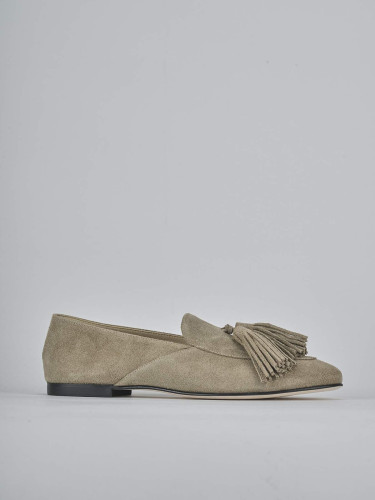 Loafers heel 1 cm beige suede