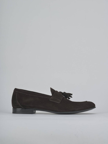 Mocasines tacón 1 cm marrón oscuro ante