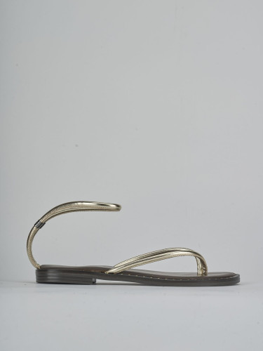 Low heel sandals heel 1 cm gold laminated
