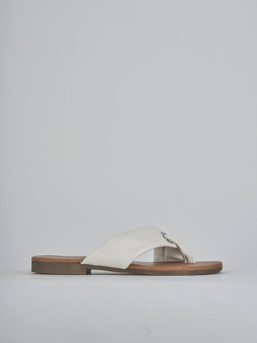 Mules tacón 1 cm blanco cuero
